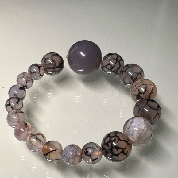 DRAGON VEINS + GREY AGATE  STONES BRACELET Size 6” up to 6.5” - Picture 10 of 12